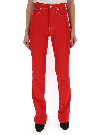 Shop Helmut Lang High Rise Straight Leg Jeans In Red