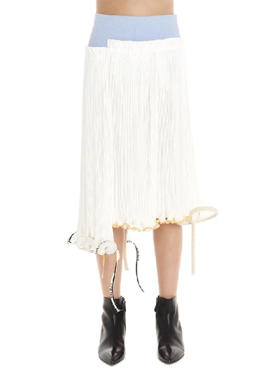 Shop Loewe Asymmetric Deconstructed Pleated Skirt In White