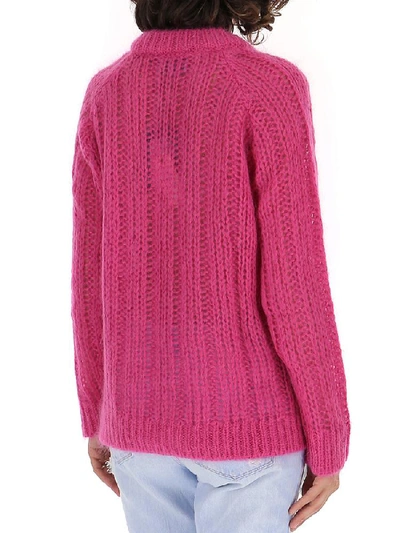 Shop Prada Ribbed Knitted Sweatshirt In Pink