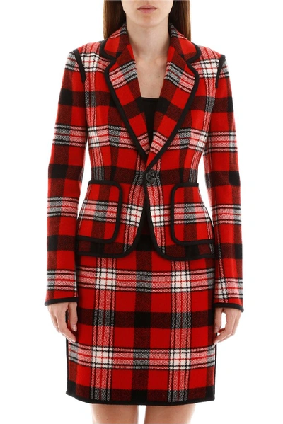 Shop Dsquared2 Tartan Single Breasted Blazer In Red