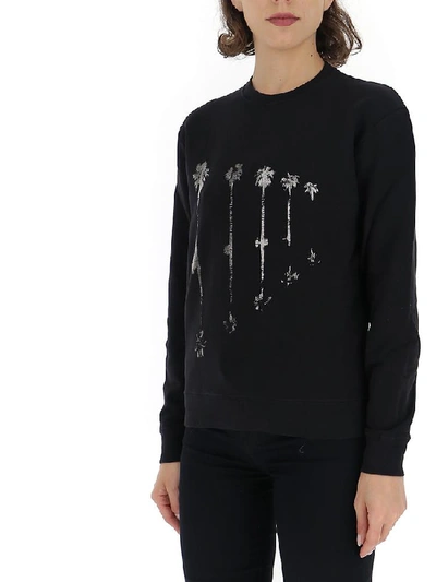 Shop Saint Laurent Printed Crewneck Sweatshirt In Black