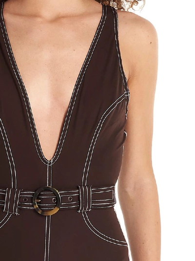 Shop Zimmermann Suraya Belted Swimsuit In Brown