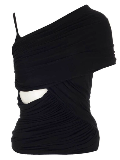 Shop Rick Owens Asymmetric Cut Out Wrap Top In Black