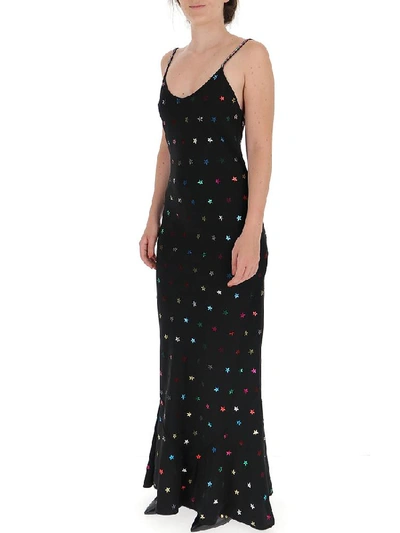 Shop Attico Star Embellished Slip Dress In Black