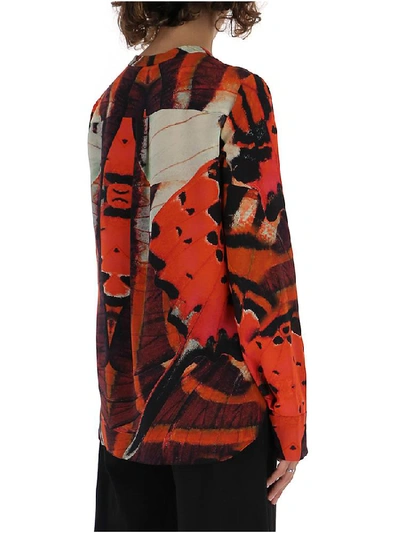 Shop Alexander Mcqueen V Neck Butterfly Print Blouse In Multi