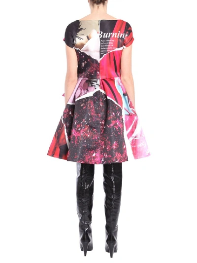 Shop Moschino Printed Bow Detail Flared Dress In Multicolour
