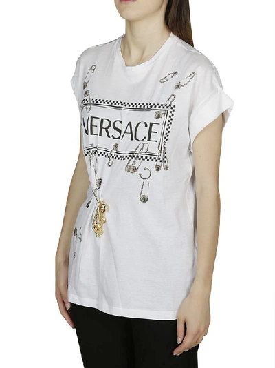 Shop Versace Safety Pin Logo Print T In White