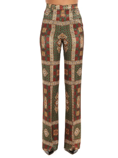 Shop Etro Flared Printed Trousers In Multi