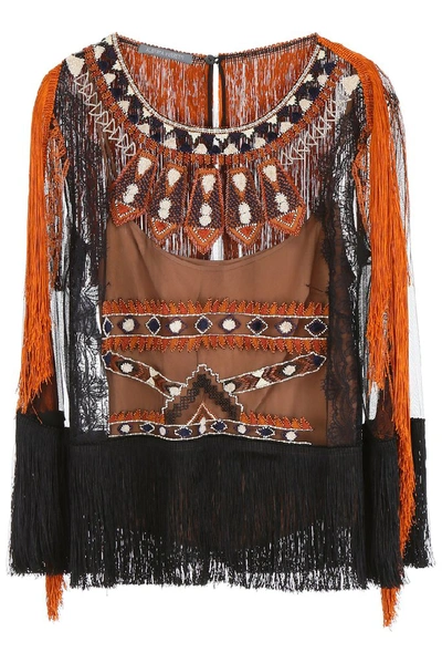 Shop Alberta Ferretti Embroidered Blouse In Multi