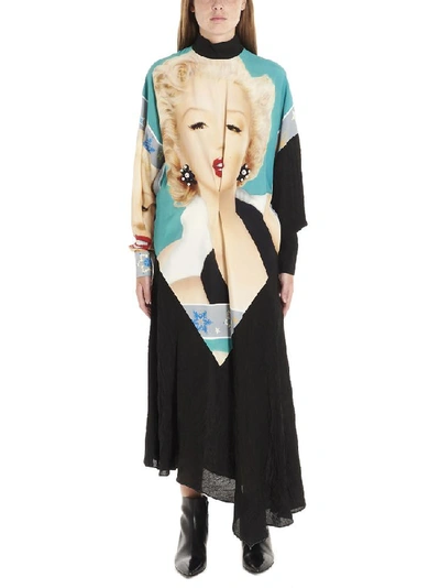 Shop Loewe Marilyn Monroe Print Asymmetric Hem Midi Dress In Multi