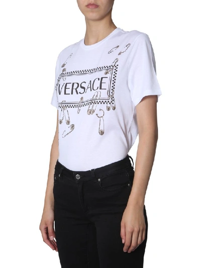 Shop Versace Safety Pin Print T In White