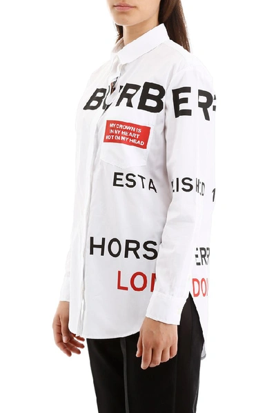 Shop Burberry Logo Printed Oversized Shirt In White