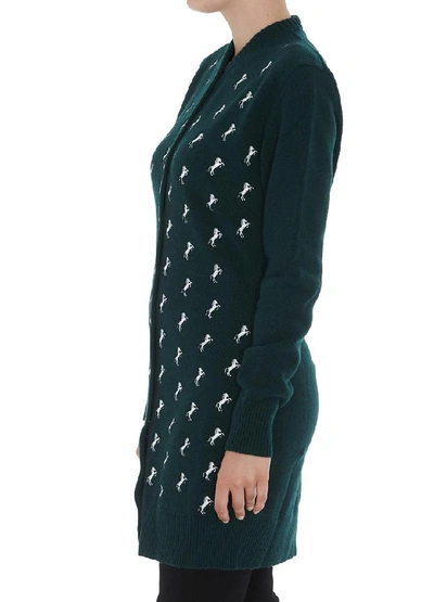 Shop Chloé Horse Embroidered Cardigan In Green