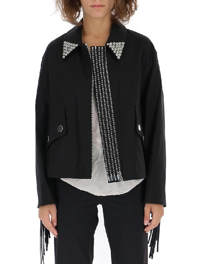 Shop Alexander Wang Pointed Collar Open Jacket In Black