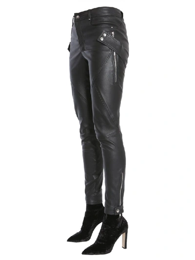 Shop Alexander Mcqueen Zipped Biker Trousers In Black