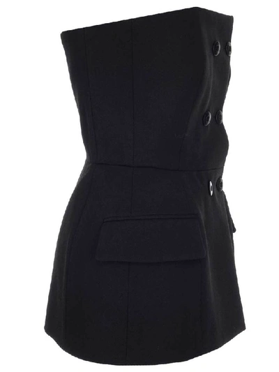 Shop Givenchy Double Breasted Fitted Waist Strapless Top In Black