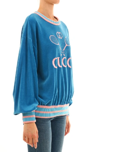 Shop Gucci Tennis Logo Sweater In Blue