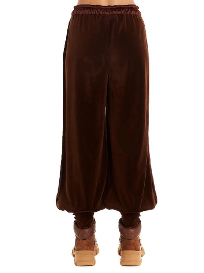 Shop Gucci Chenille Logo Track Pants In Brown