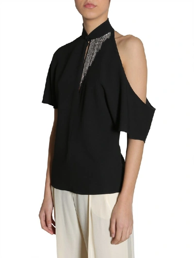 Shop Lanvin Embellished Collar Detail Top In Black