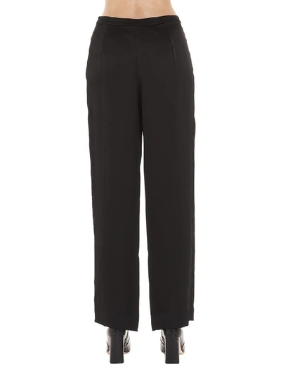 Shop Theory White Palazzo Straight Trousers In Black
