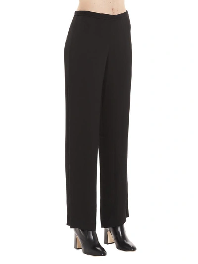 Shop Theory White Palazzo Straight Trousers In Black