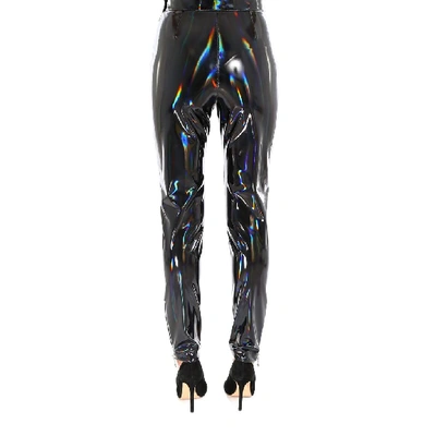 Shop Balmain Holographic Skinny Trousers In Black
