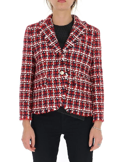 Shop Thom Browne Gun Club Checked Tweed Jacket In Red