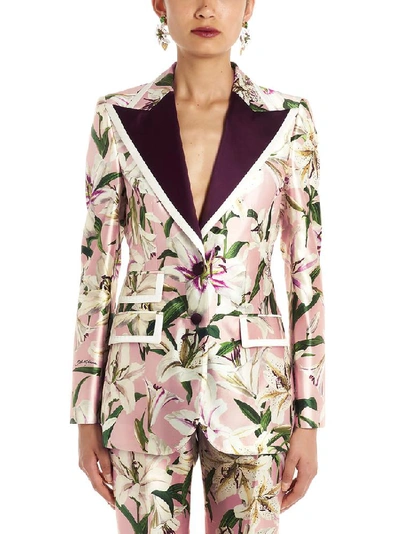 Shop Dolce & Gabbana Floral Print Single Breasted Blazer In Multi