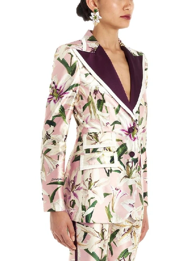 Shop Dolce & Gabbana Floral Print Single Breasted Blazer In Multi