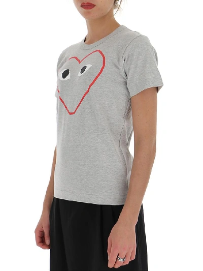 Shop Comme Des Garçons Play Heart Printed T In Grey
