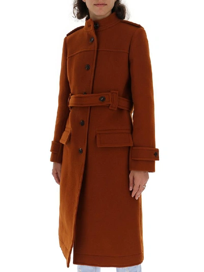 Shop Chloé Single Breasted Belted Coat In Brown