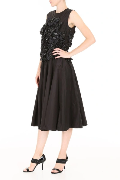 Shop Moncler Genius Moncler X Noir Kei Ninomiya Floral Detail Flared Dress In Black