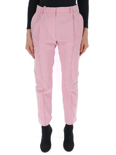 Shop Valentino Cropped Pleated Trousers In Pink