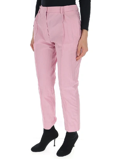 Shop Valentino Cropped Pleated Trousers In Pink