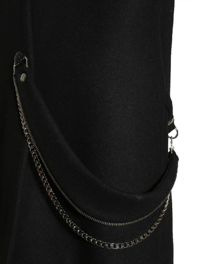 Shop Lanvin Embellished Chain Detail Coat In Black