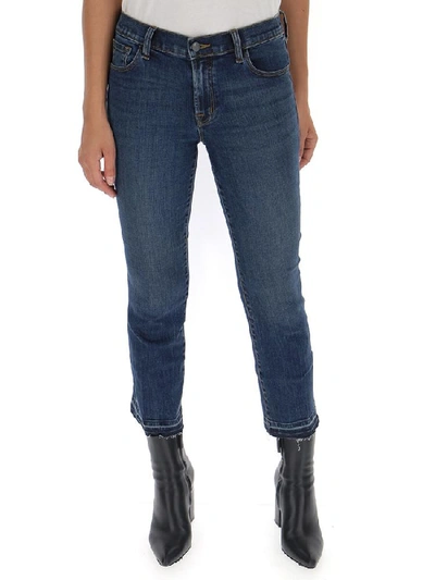 Shop J Brand Cropped Jeans In Navy