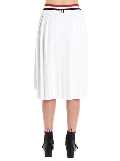Shop Thom Browne Striped Trim Pleated Skirt In Multi