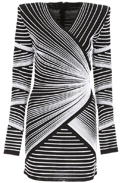 Shop Balmain Pattern Print Mini Dress In Black