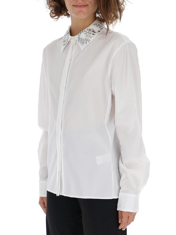 Paco Rabanne Collar Embroidered Shirt In White | ModeSens