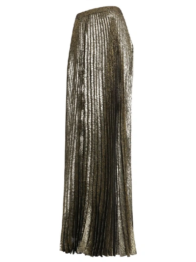 Shop Saint Laurent Gold Pleated Metallic Skirt