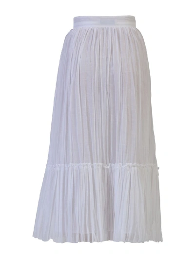 Shop Valentino Pleated Tier Skirt In White