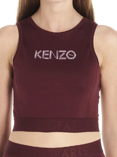 Shop Kenzo Logo Printed Cropped Tank Top In Red