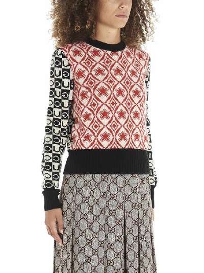 Shop Gucci Logo Jaquard Sweater In Multicolor