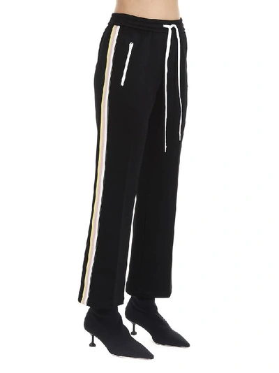 Shop Miu Miu Logo Trim Sweatpants In Black