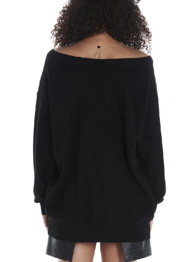 Shop Alexander Wang V Neck Ribbed Sweatshirt In Black