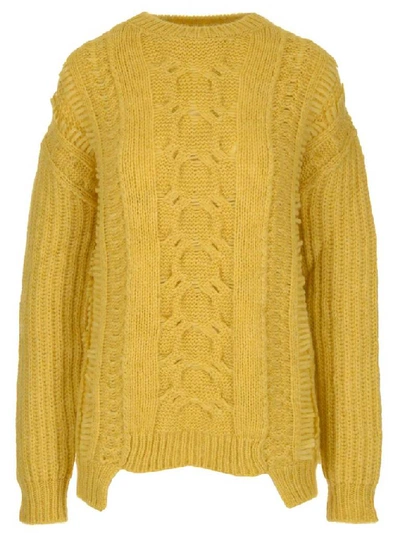 Shop Stella Mccartney Cable Knit Oversize Sweater In Yellow