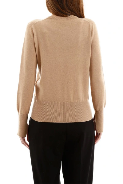 Shop Ferragamo Salvatore  Logo Embroidered Pullover Knit In Beige