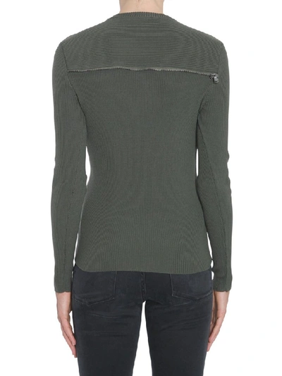Shop Moschino Tulle Detail Crewneck Sweatshirt In Green