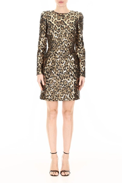 Shop Dolce & Gabbana Sequin Mini Dress In Multi