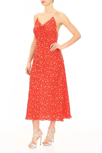Shop Miu Miu Star Print Midi Dress In Red